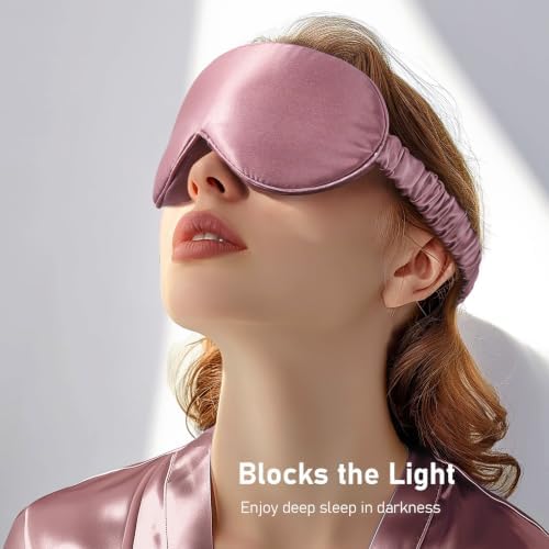LitBear 100% 22 Momme Mulberry Silk Sleep Mask - 3D Contoured, Bean Pink - Image 4