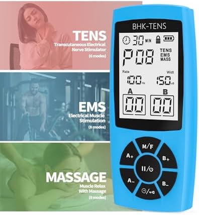Rechargeable TENS Unit Machine for Pain Relief Therapy, Electronic EMS Muscle Stimulator for Shoulder Pain Relief, TENS&EMS Stimulator for Back Pain, Shoulder Neck Pain Relief, Sciatica Pain, Blue - Image 4