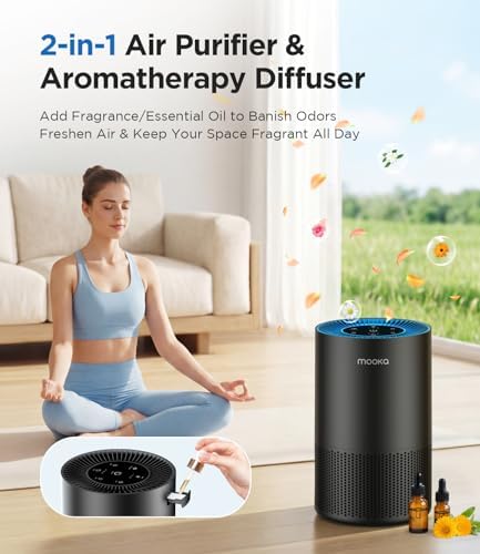 MOOKA H13 HEPA Air Purifier for Home Pet Large Room Up to 1300ft², Black - Image 6