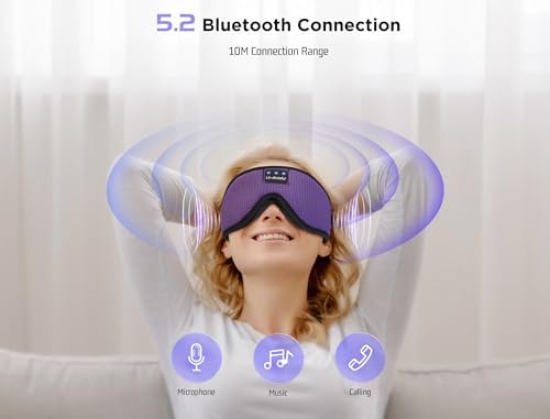 LC-dolida Sleep Mask with Bluetooth Headphones Bluetooth Sleep Mask Sleep Headphones,3D Eye Mask for Sleeping Mask Music Sleeping Headphones for Side Sleepers Meditation Gifts Gadgets for Men Women - Image 4