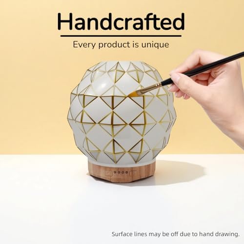 Essential Oil Diffuser, 100ML Handcrafted Glass Aromatherapy Diffuser with 7 Color LED Lights, Remote Control, Cool Mist Humidifier, Timed Mist, Auto Shut-Off (White) - Image 2