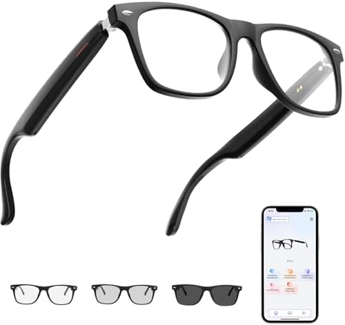 AI Smart Glasses Powered By GPT, Support 165+ Languages Real-Time Translation, Speakers & Audio Call Translator, AI Object Recognition, Noise Reduction, Smart Bluetooth Glasses for Men & Women(Black) by Padom