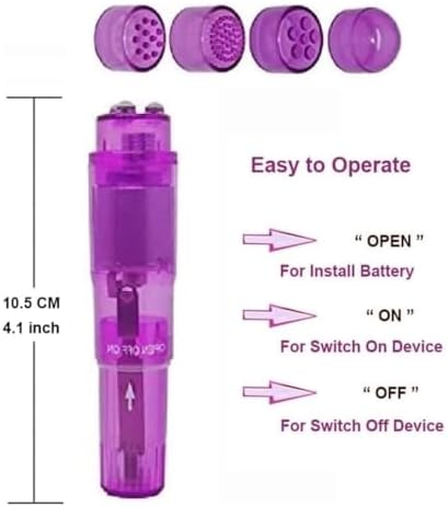 Small Mini Massager Portable Pen for Face, Neck, Head,Back Massage with 4 Heads (1PK Purple) - Image 3