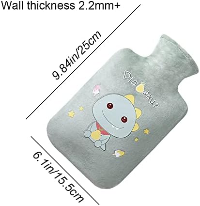 Hot Water Bottle with Cute Plush Cover - 1L PVC Hot Water Bag for Pain Relief, Menstrual Cramps, Period Pain - Cartoon Heat Therapy Hot Cold Pack for Back, Neck, Stomach - Portable Bed Warmer (Gray) - Image 2