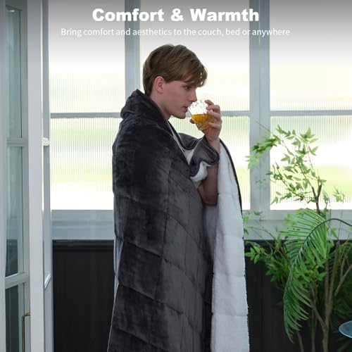 Weighted Blanket 17 Pounds 60x80 inches, Sherpa Fleece Throw Blanket Queen Size with Soft Plush Flannel Top, Fuzzy Fluffy Cozy Warm and Thick Heavy Blanket for Winter - Image 6