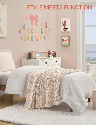 YnM Cooling Weighted Blanket, 100% Cotton Handmade Chunky Knitted Blanket, Weighted Lap, Breathable Heavy Blankets, Machine Washable Throw for Sleep or Home Decor (Cream, 50x60 Inch, 10lbs) - Image 2