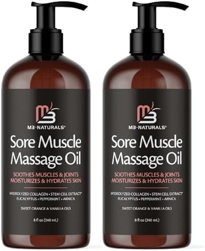 Arnica Sore Muscle Massage Oil, Collagen & Stem Cells, 8 fl oz 2 Pack by M3 by M3Naturals