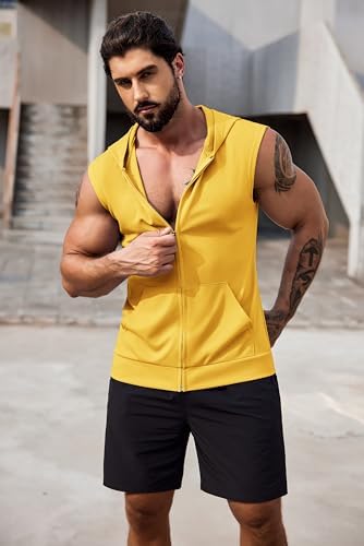 COOFANDY Men's Workout Hooded Tank Tops 2 Pack Zip Up Sleeveless Gym Shirts Muscle Cut Off T Shirt Bodybuilding Hoodies - Image 2