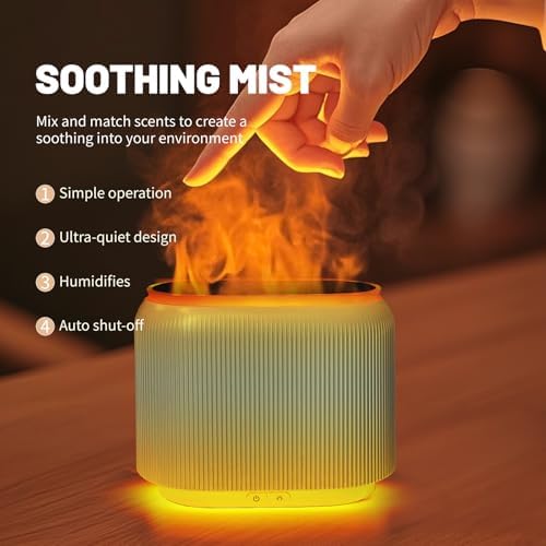 LIFFY Essential Oil Diffuser - Fireplace Fire Flame Aromatherapy Diffuser, Mist Humidifier with Multi-Color LED Lights, for Bedroom, Yoga Spa | Whisper-Quiet Operation, Ideal Gifts - Image 2