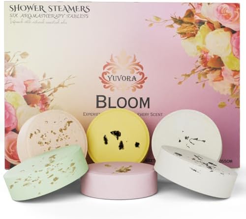 Shower Steamers Gift Set – 6 Aromatherapy Scents for Women & Men – Bloom Collection – Essential Oil Shower Bombs for Relaxation, Stress Relief & Self-Care – Spa Gift for Her or Him by Yuvora