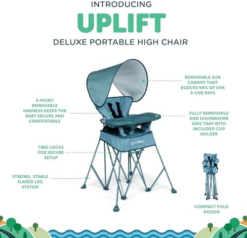 Baby Delight Go with Me Uplift Deluxe Portable High Chair, Blue Wave - Image 3