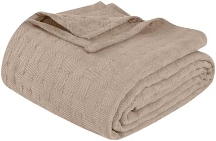 Superior Cotton Blanket Breathable All Season Comfy Bedding, Full/Queen, Khaki by SUPERIOR