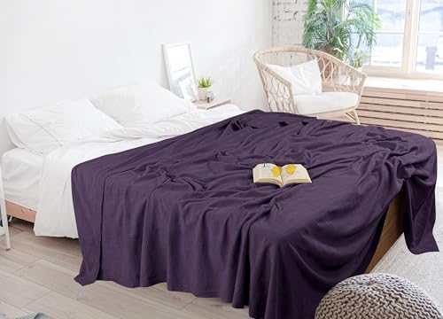 Utopia Bedding 100% Cotton Thermal Blanket Plum King, 90x108 Inches - Image 6