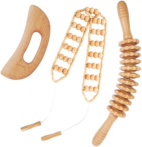 3Pcs Wood Therapy Massage Tools Lymphatic Drainage Massager Wooden Massager Body Sculpting Tools for Maderoterapia,Anti-Cellulite,Pain Relief(3-in-1 Massager) by Unknown