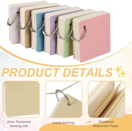 PATIKIL Mini Watercolor Sketchbook, 3.94 x 3.94 55 Sheets/110 Pages Portable Square Travel Watercolor Notebook 230GSM (107lb) Detachable Painting Sketch Book Art Sketchbook, Khaki - Image 3