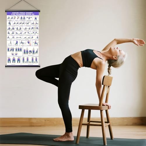 GiftNest Chair Tai Chi & Yoga Workout Chart for Seniors –Chair Yoga Wall Chart – 31 Poses for Seniors & Beginners – Fabric Poster with Hanging Rod & Rope – Durable, Foldable, and Easy to Display in Home or Office – Stretching & Mobility Guide - Image 5