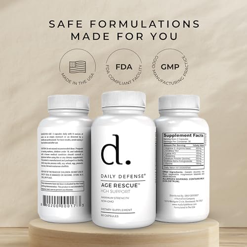 Age Rescue Anti Aging Amino Acids Supplement - HGH Supplements for Men & Women with Colostrum and Amino Acids to Improve Immunity, Energy, Focus & Youthful Skin Tone for Overall Wellness-60 Capsules - Image 6