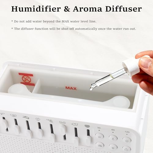 White Noise Night Light Sound Machine Humidifier 3-in-1 White Noise Machine with 8 Ambient Sounds Air Humidifier for Bedroom Powered by USB Essential Oil Diffuser for Sleeping Meditation Work - Image 7