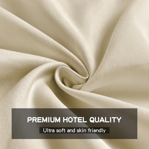 FreshCulture King Flat Sheet - Hotel Quality King Flat Sheet Only - Brushed Microfiber Top Sheet - Ultra Soft & Breathable - Wrinkle-Free - Easy Care - Single Flat Sheet (King, Beige) - Image 3