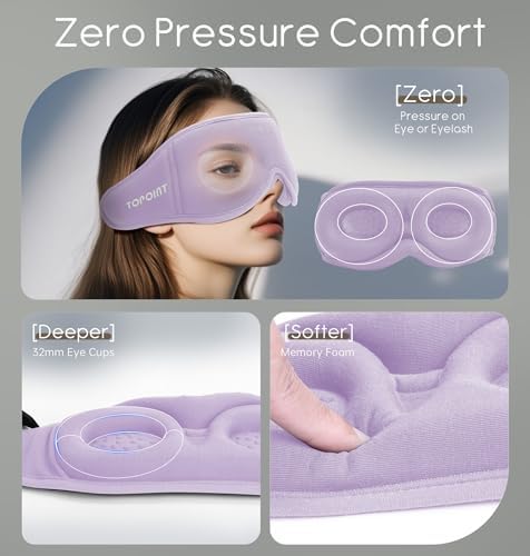 Sleep Mask with Headphones Bluetooth 5.4, TOPOINT 3D Eye Mask Blackout with Soft Bamboo Cotton for Side Sleepers Women Men, Sleep Headphones Earphones HD Speaker Microphone for Travel Meditation Gift - Image 4