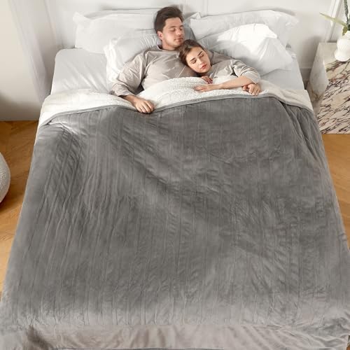 ESTINGO Heated Blanket Queen Size, 84"x90" Queen Electric Blanket Dual Control with 5 Heating Levels & 10 Hours Auto Off, Electric Heated Blanket with Soft Sherpa for Bedding, Light Gray by ESTINGO-EnjoyToastyWarm