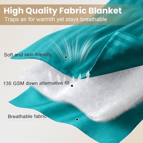 downluxe King Size Blanket with Satin Trim, Lightweight Down Alternative King Blanket for All Season, Machine Washable (Teal, 108 x 90 Inch) - Image 4