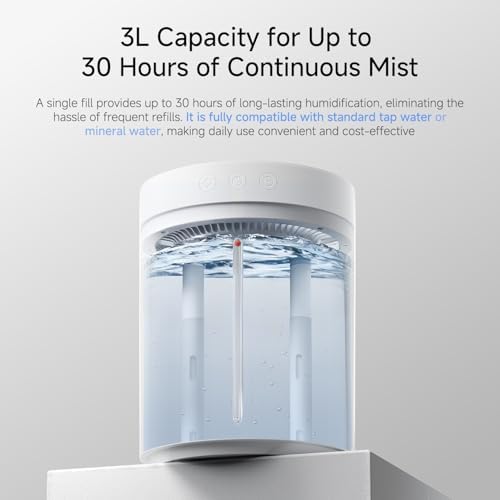 Cordless Air Humidifier for Bedroom Baby, 3L Top Fill Dual Spray Portable - Image 4