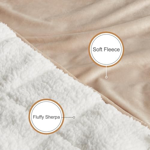 Weighted Blanket for Adults 20lbs, Queen Size Soft Cozy Fleece Sherpa Heavy Blankets for Sofa Bed, Dual Sided Comfort, Send Beige, 60x80 Inch - Image 4