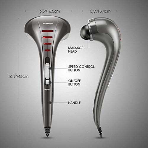 HANGSUN Handheld Back Massager for Pain Relief, Electric Double Head Percussion for Neck, Shoulder, Leg, Foot, Body Muscle Relaxation, Deep Tissue Massager MG460, Corded, 2.3 lbs, Metallic Gray - Image 5