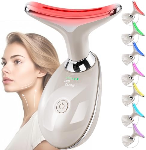 Facial Massager Red-Light-Therapy-for-Face and Neck, Face  culpting Wand with 7 Color (Champagne) by Doset