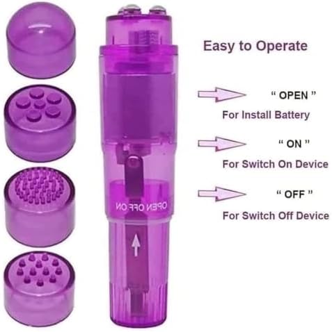 Small Mini Massager Portable Pen for Face, Neck, Head,Back Massage with 4 Heads (1PK Purple) - Image 2