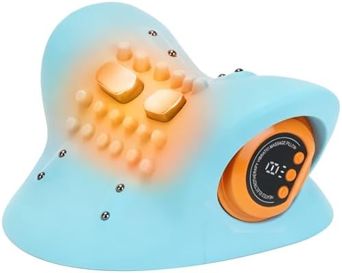 Neck Massager with Heat,3-in-1 EMS Pulse/Vibration/Heating with Remote Control,Electric Cervical Neck Traction Pillows for Pain Relief and Muscle Relaxation Gifts for Women Men(Blue) by TSDRBWO