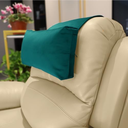 Velvet Recliner Head Pillow with Non-Slip Base - Adjustable Neck Support for Pain Relief in Home, Office and Travel (Teal) by AmazeCov