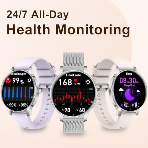 Smart Watches for Women (iPhone/Android), 3 Bands, 1.27" HD Round - Image 4