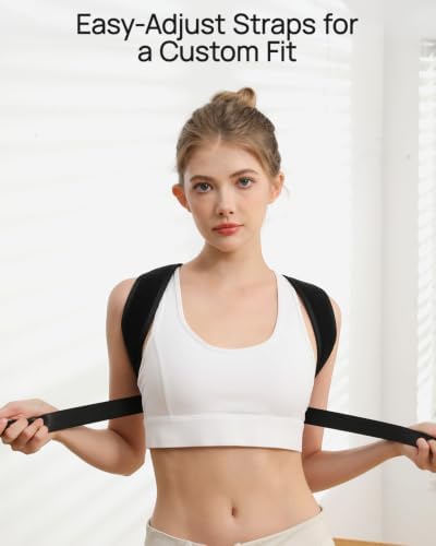 Confident Women Posture Corrector, Easy-Adjust Upper Back Brace, Black - Image 6