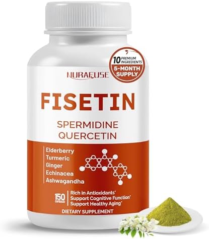 Fisetin Supplement, 9 Botanical Ingredients with Spermidine, Quercetin, Antioxidant, Cognitive Function & Healthy Aging Support*, 150 Capsules, Non-GMO, Gluten Free by Unknown