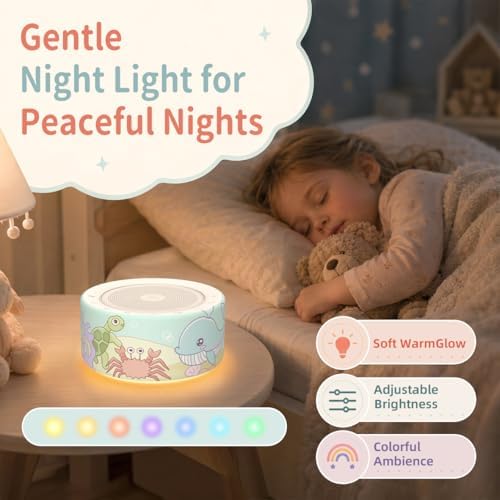Kipcush White Noise Machine for Baby & Adults, Sleep Sound Machine with 30 Soothing Sounds, 8-Color Night Light, Memory Function, White Noise for Sleeping, Nursery, Office, Travel, Relaxation - Image 6