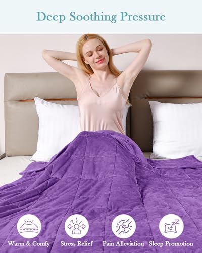 Topblan Flannel Weighted Blanket, 12lbs, Purple, Twin Size, Adult Heavy Blanket for Sleeping and Calming, Soft Warm Fabric, 48 x 72 inches - Image 3