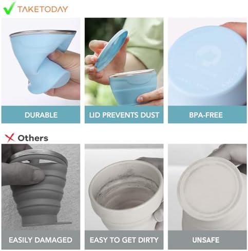TakeToday Collapsible Cup 8 oz 2-Pack for Travel, Blue & Peach - Image 2