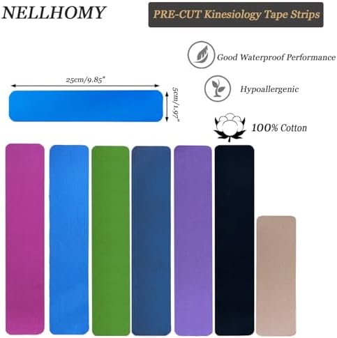 Kinesiology Tape Precut-85 Strips | Elastic Cotton Athletic Tape for Joints Support & Muscle Pain Relief-2inch x 10inch| Hypoallergenic & Waterproof K Tape for Ankle Knees Running Any Activity(7Color) - Image 2