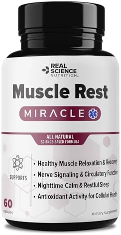 Real Science Muscle Rest – Natural Muscle Relaxer Capsules for Post-Exercise Recovery & Relaxation – with Vinitrox & GABA for Circulation, Oxygen Delivery & Nerve Support, Made in USA, 60 Capsules by RealScienceNutrition