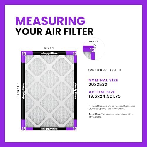Simply 20x25x2 Air Filter, MERV 13, 6 Pack, Furnace Air Filter for HVAC (Actual Size: 19.5"x24.5"x1.75") DUST, Pet & Allergy Control - Image 2