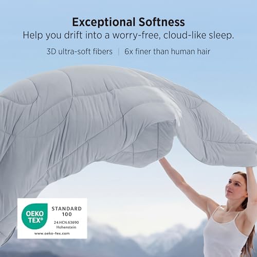 Bedsure Cooling Comforter Cal King - Cooling Blankets for Hot Sleepers, Lightweight Comforter for Summer with Dual-Sided Cool Tech, Soft Breathable Cold Blanket for Sleeping, Grey, 102x96 Inches - Image 5