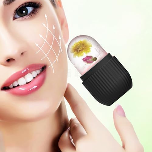 Joyeee Ice Face Roller, Reusable Silicone Mold Face Massage Eye Facial Beauty Skin Care Tools Apply Ice for Shrink Pores Anti Wrinkle Reduce Puffiness Improve Skin Elasticity, Striped, Black - Image 4
