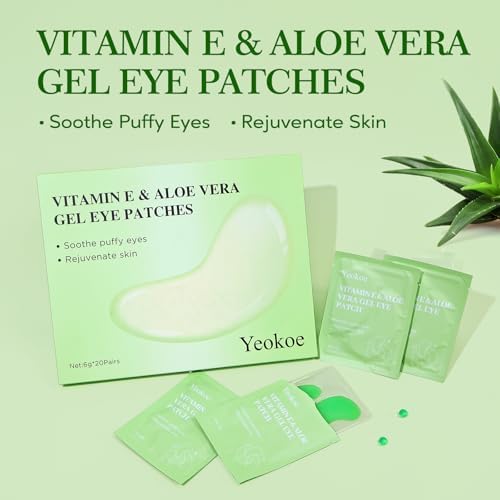 Yeokoe Under Eye Patches for Dark Circles,Puffy Eyes,20 Pairs Face Masks SkinCare With Vitamin E and Aloe Vera Gel for Rejuvenate - Image 2