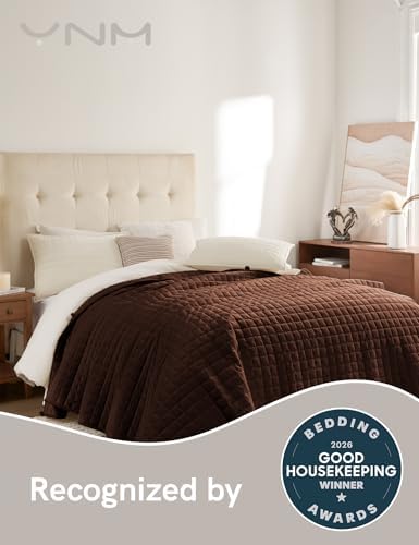 YnM Velvet Weighted Blanket, Ultra-Soft Heavy Bed Blankets, Heavy Weight Big Comforter, Oversized Bedspread & Home Decor Piece for All Season (Brown, 90"x104" 25lbs, King/Ca King) - Image 5