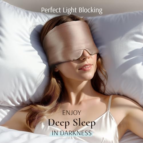 Zenssia 100% Mulberry Silk Sleep Mask Eye Mask for Men and Women, Taupe - Image 3