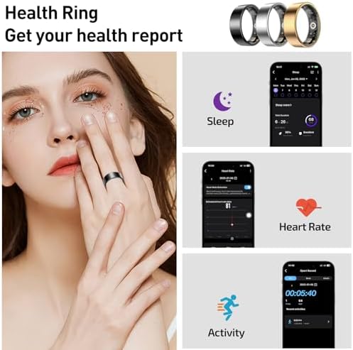Smart Health Ring for Women Men Fitness Tracker with Heart Rate, Blood Oxygen,Sleep Monitoring, Step Counting, IP68 Waterproof for iPhone and Android, No Subscription (Pink, 14) - Image 6