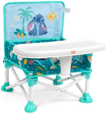 Bright Starts Disney Stitch Pop 'N Sit Portable Booster, Indoor/Outdoor Use, Floor Seat with Feeding Tray, Blue, 6 Mos - 3 Yrs (Pack of 2) - Image 2
