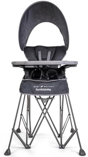 Baby Delight Go with Me Uplift Deluxe Portable High Chair | Sun Canopy | Indoor and Outdoor | Grey by BabyDelight